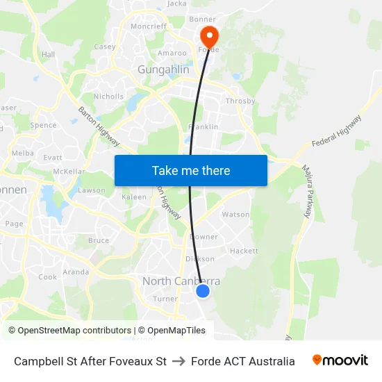 Campbell St After Foveaux St to Forde ACT Australia map
