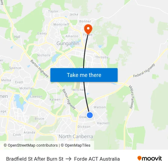 Bradfield St After Burn St to Forde ACT Australia map