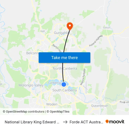 National Library King Edward Tce to Forde ACT Australia map