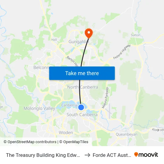 The Treasury Building King Edward Tce to Forde ACT Australia map