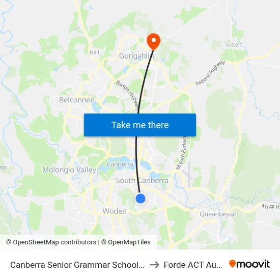 Canberra Senior Grammar School Golden Gr to Forde ACT Australia map
