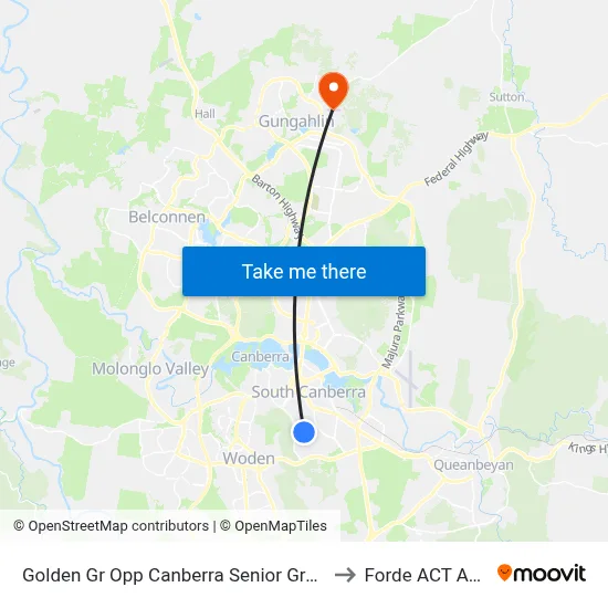 Golden Gr Opp Canberra Senior Grammar School to Forde ACT Australia map