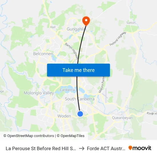 La Perouse St Before Red Hill Shops to Forde ACT Australia map