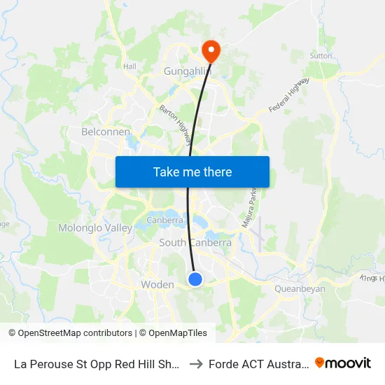 La Perouse St Opp Red Hill Shops to Forde ACT Australia map