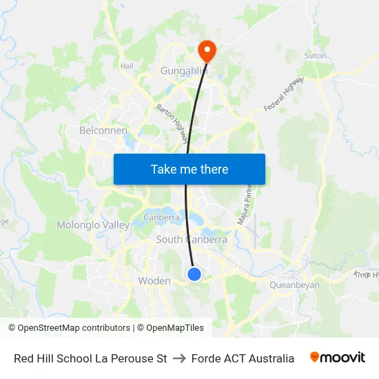 Red Hill School La Perouse St to Forde ACT Australia map
