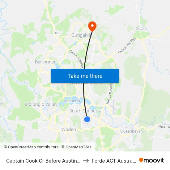 Captain Cook Cr Before Austin St to Forde ACT Australia map