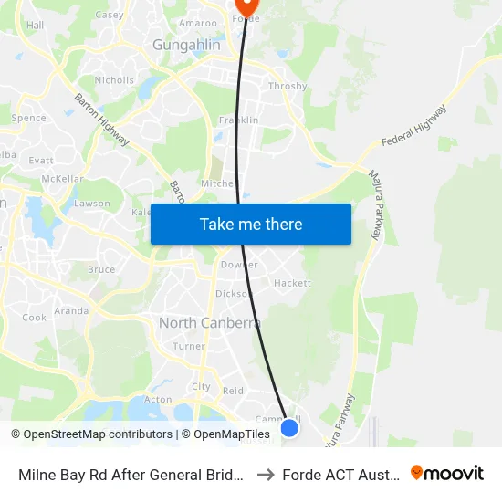 Milne Bay Rd After General Bridges Rd to Forde ACT Australia map
