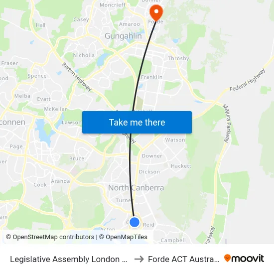 Legislative Assembly London Cct to Forde ACT Australia map