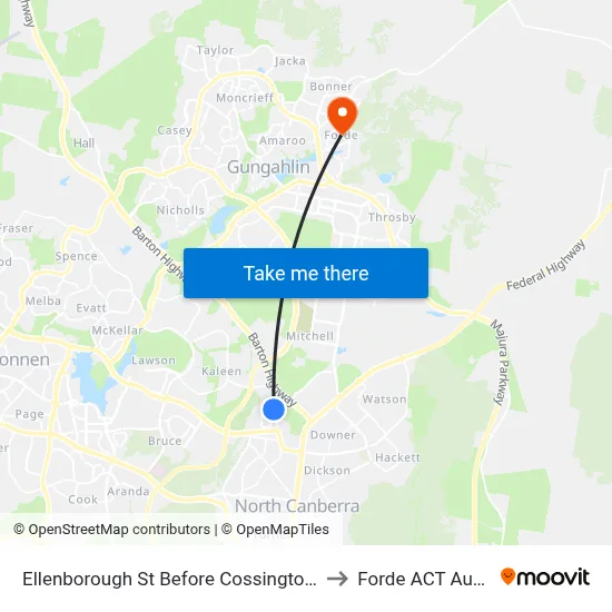 Ellenborough St Before Cossington Smith St to Forde ACT Australia map