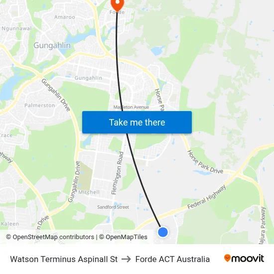 Watson Terminus Aspinall St to Forde ACT Australia map