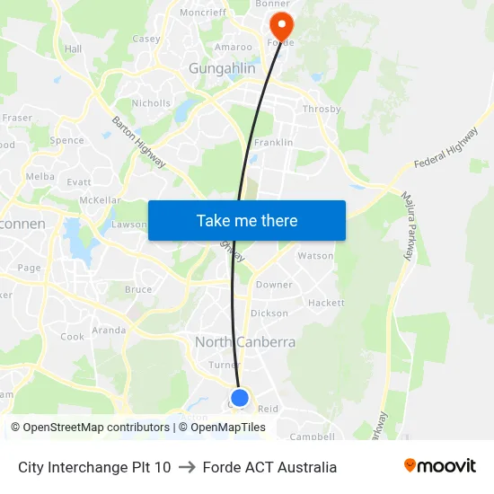 City Interchange Plt 10 to Forde ACT Australia map
