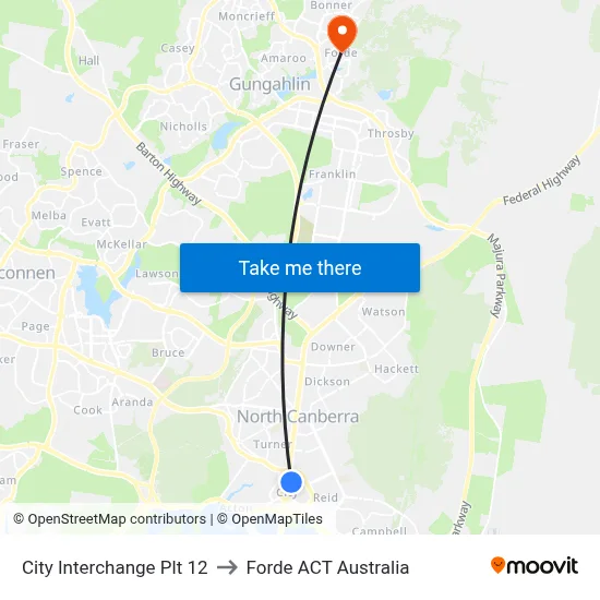 City Interchange Plt 12 to Forde ACT Australia map