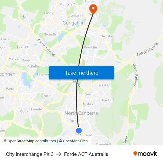 City Interchange Plt 3 to Forde ACT Australia map
