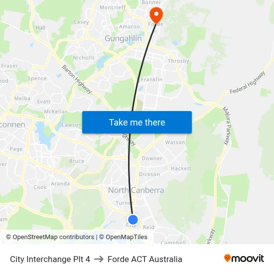 City Interchange Plt 4 to Forde ACT Australia map