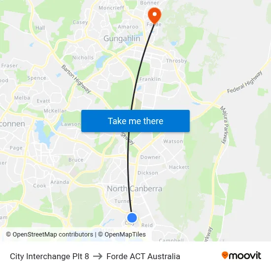 City Interchange Plt 8 to Forde ACT Australia map