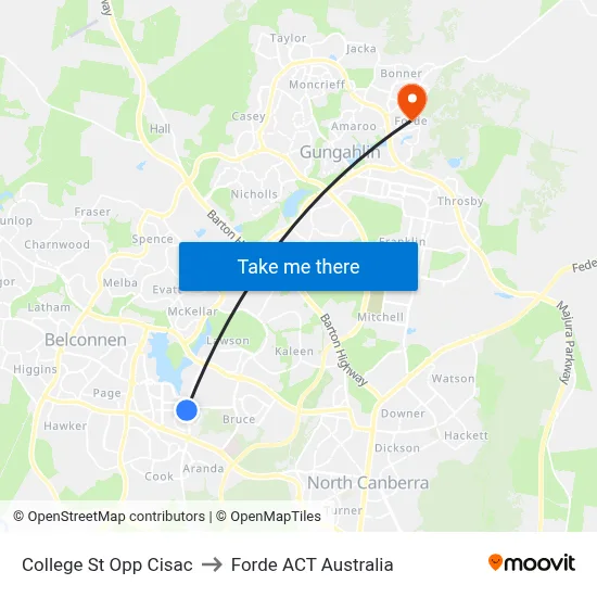 College St Opp Cisac to Forde ACT Australia map
