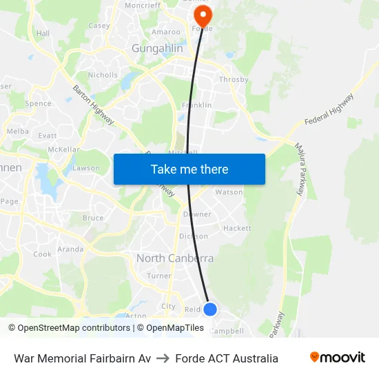 War Memorial Fairbairn Av to Forde ACT Australia map