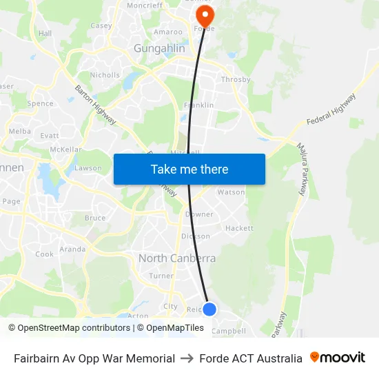 Fairbairn Av Opp War Memorial to Forde ACT Australia map