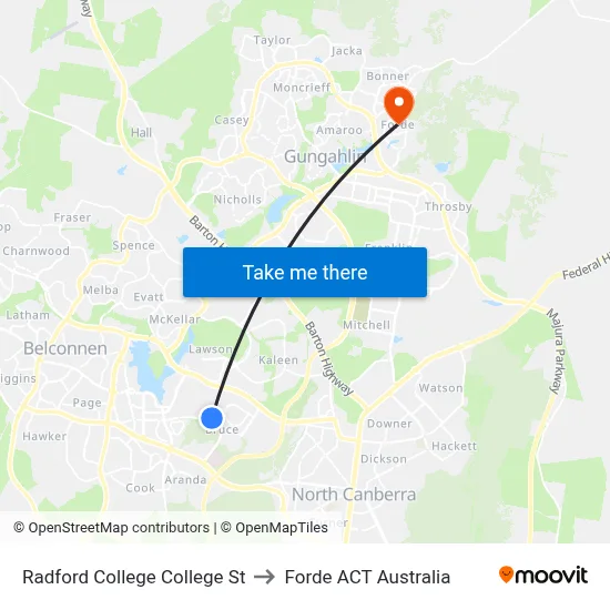 Radford College College St to Forde ACT Australia map