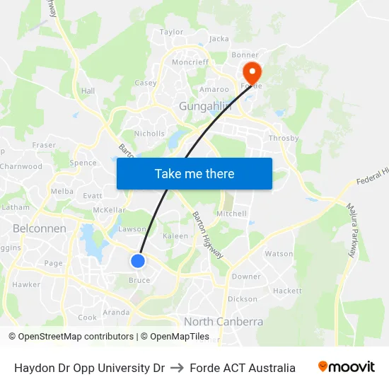 Haydon Dr Opp University Dr to Forde ACT Australia map