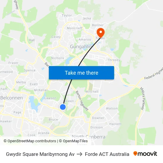 Gwydir Square Maribyrnong Av to Forde ACT Australia map