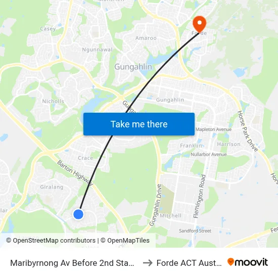 Maribyrnong Av Before 2nd Staaten Cr to Forde ACT Australia map