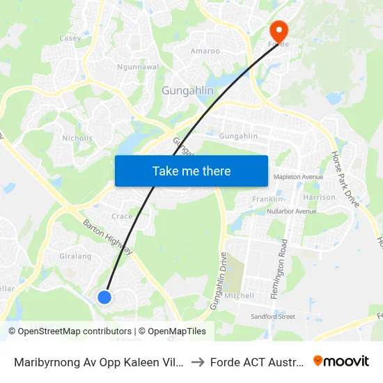 Maribyrnong Av Opp Kaleen Village to Forde ACT Australia map