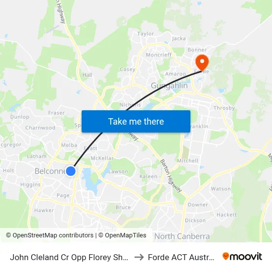 John Cleland Cr Opp Florey Shops to Forde ACT Australia map