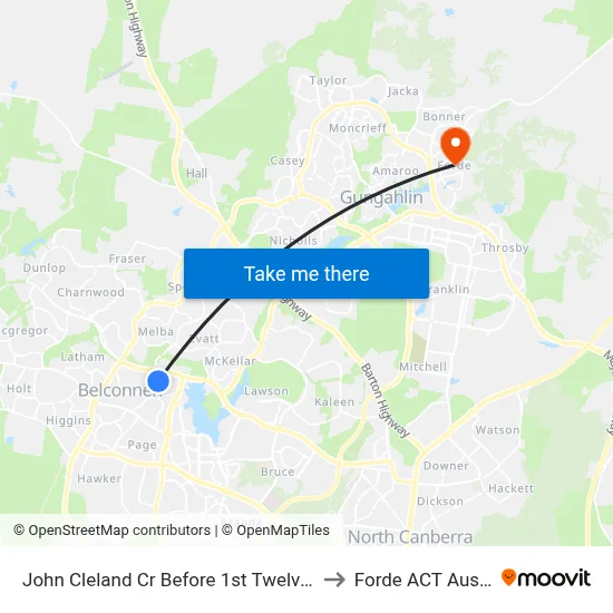 John Cleland Cr Before 1st Twelvetrees Cr to Forde ACT Australia map