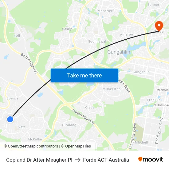 Copland Dr After Meagher Pl to Forde ACT Australia map