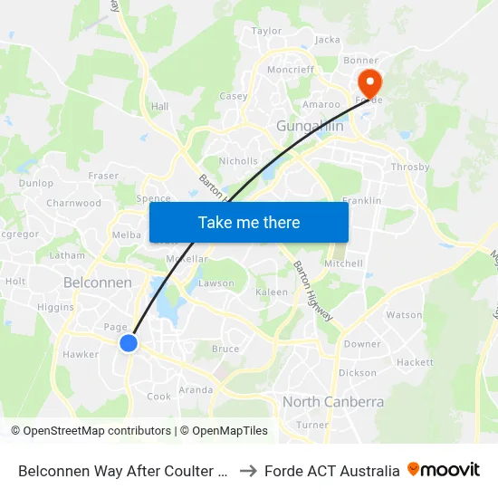 Belconnen Way After Coulter Dr to Forde ACT Australia map