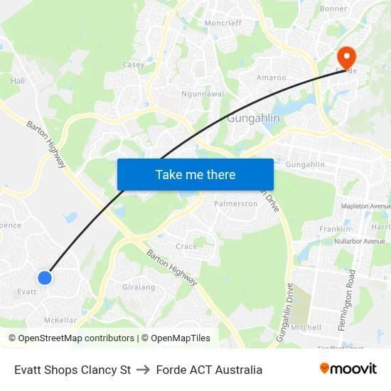 Evatt Shops Clancy St to Forde ACT Australia map