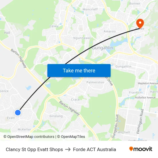 Clancy St Opp Evatt Shops to Forde ACT Australia map