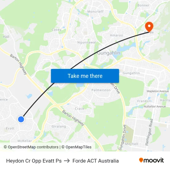 Heydon Cr Opp Evatt Ps to Forde ACT Australia map