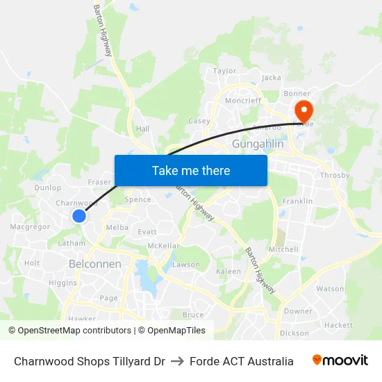 Charnwood Shops Tillyard Dr to Forde ACT Australia map