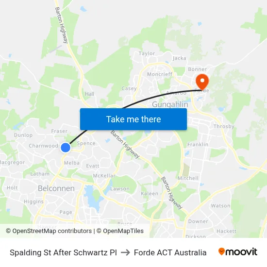 Spalding St After Schwartz Pl to Forde ACT Australia map