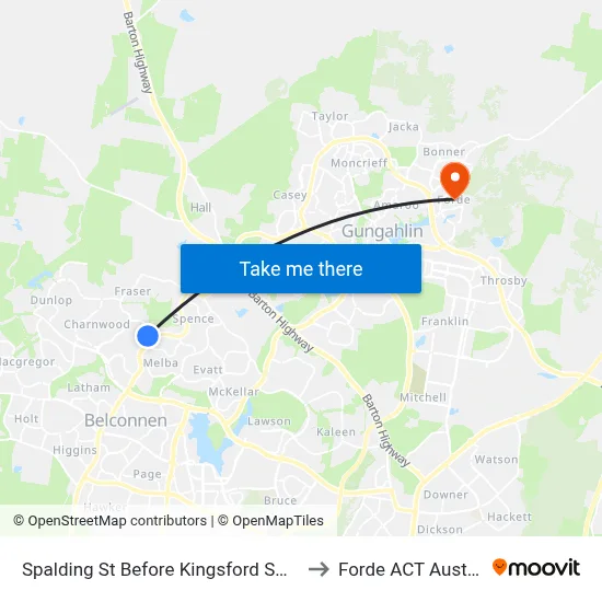 Spalding St Before Kingsford Smith Dr to Forde ACT Australia map