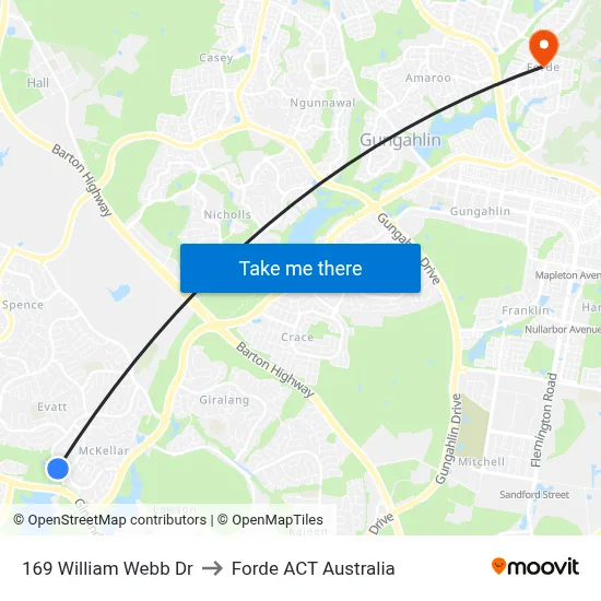 169 William Webb Dr to Forde ACT Australia map