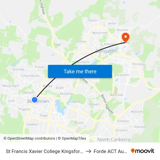 St Francis Xavier College Kingsford Smith Dr to Forde ACT Australia map
