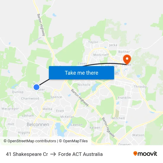 41 Shakespeare Cr to Forde ACT Australia map