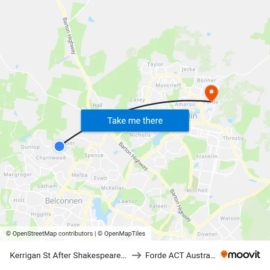 Kerrigan St After Shakespeare Cr to Forde ACT Australia map