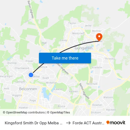 Kingsford Smith Dr Opp Melba Shops to Forde ACT Australia map
