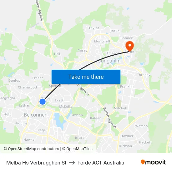 Melba Hs Verbrugghen St to Forde ACT Australia map