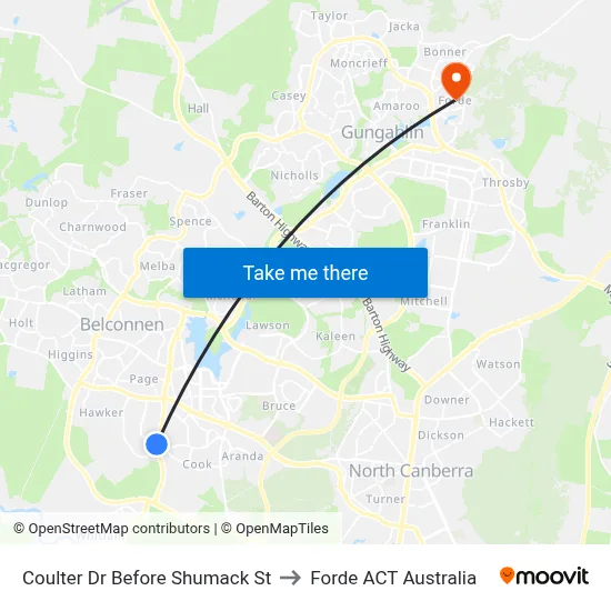 Coulter Dr Before Shumack St to Forde ACT Australia map