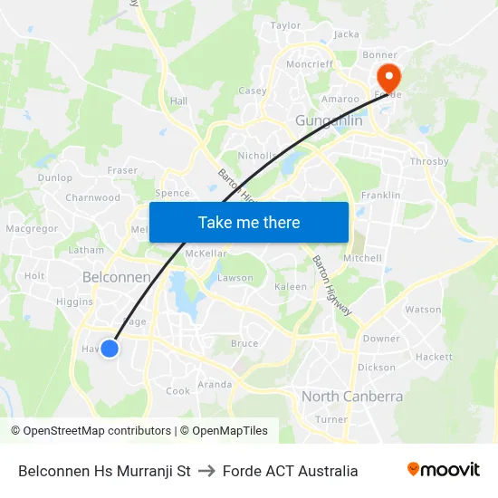 Belconnen Hs Murranji St to Forde ACT Australia map