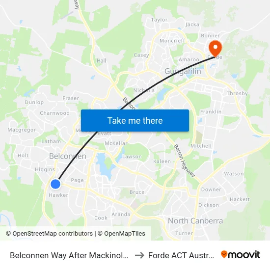 Belconnen Way After Mackinolty St to Forde ACT Australia map