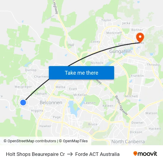 Holt Shops Beaurepaire Cr to Forde ACT Australia map