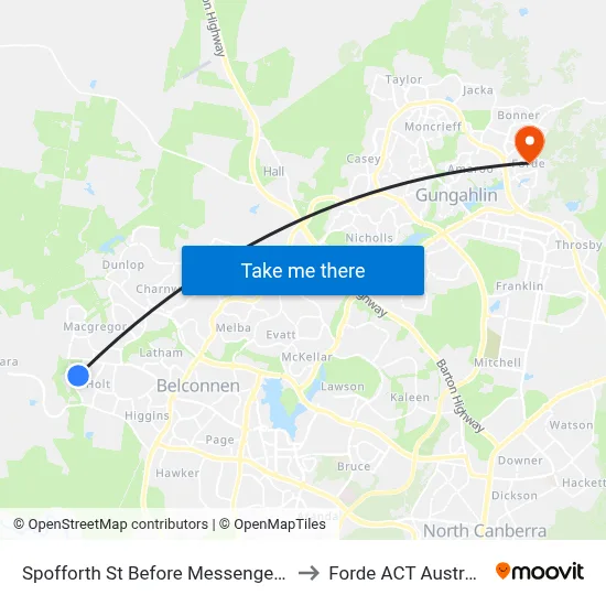 Spofforth St Before Messenger St to Forde ACT Australia map