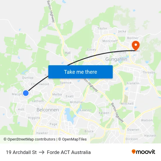 19 Archdall St to Forde ACT Australia map