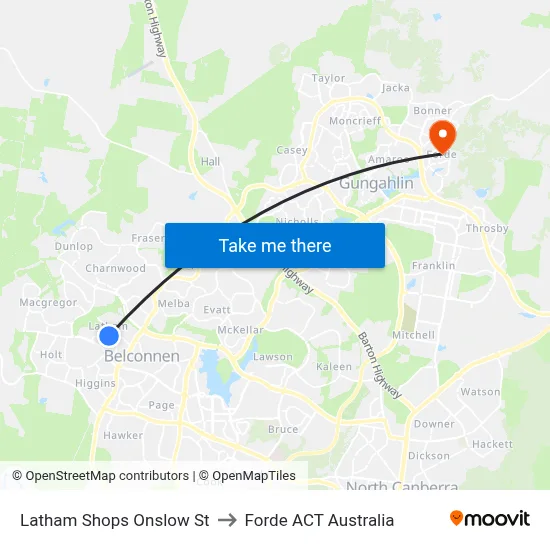 Latham Shops Onslow St to Forde ACT Australia map